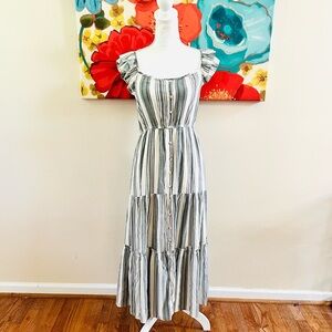 Blu Pepper Striped nwot Tiered Midi Dress.